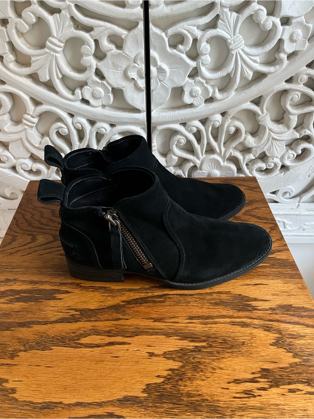 UGG Aureo Black Suede Side Zip Ankle Boots Women’s Size 8 - Picture 8 of 10